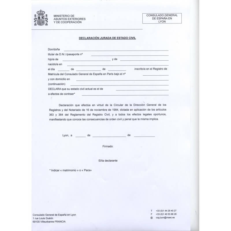 ⊛ Certificado de Soltería en España【2024